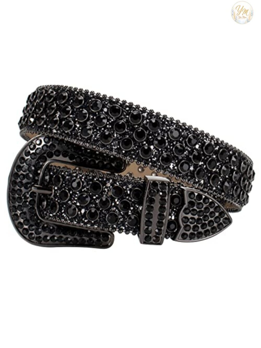 Rhinestone Belt Hand-Set Shining Diamond Studded Microfiber Leather Belt